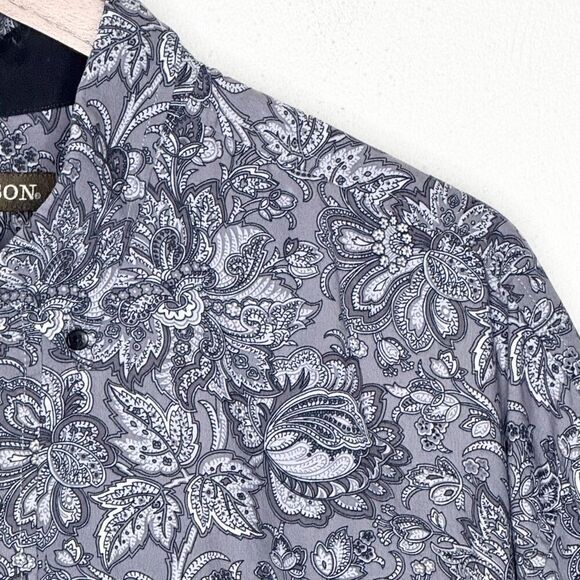 Stetson Black and White Paisley Print Button Down Shirt - Men’s US 2XL - Picture 3 of 8